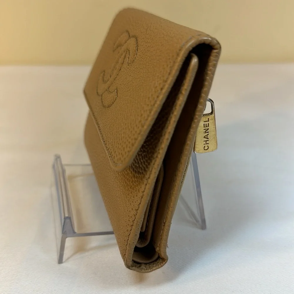 CHANEL CC Caviar Small Wallet Tan w/Serial Sticker 2002-2003 - Picture 13 of 14